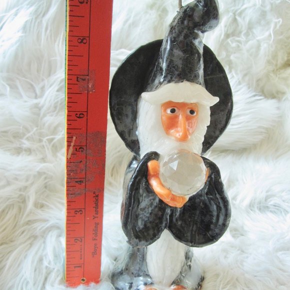 VTG Wizard with Glass Crystal Ball 10"  Wax Candle - Picture 7 of 9